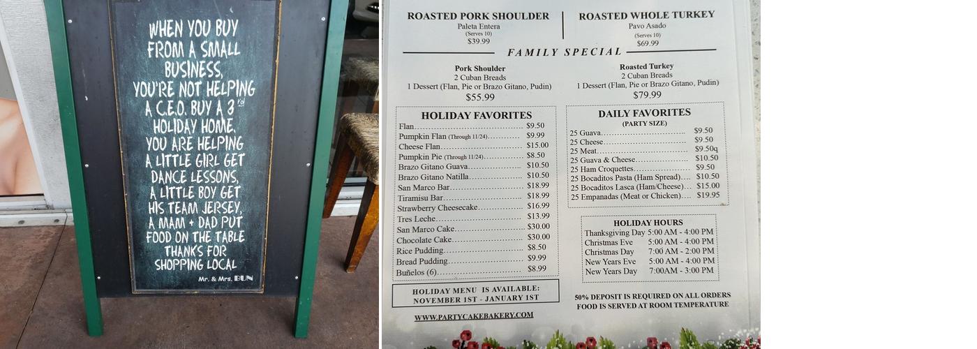 Party Cake Bakery Menu