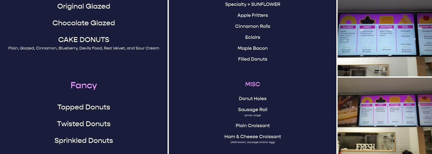 Sarah Donuts Menu