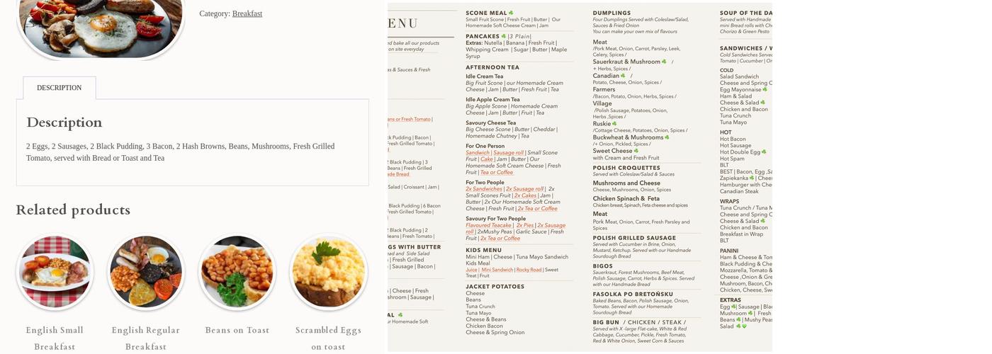 The Idle Bakery & Cafe Menu