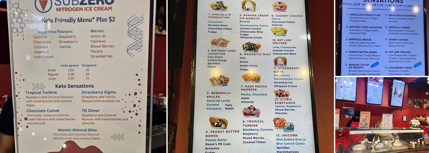 Sub Zero Nitrogen Ice Cream Menu