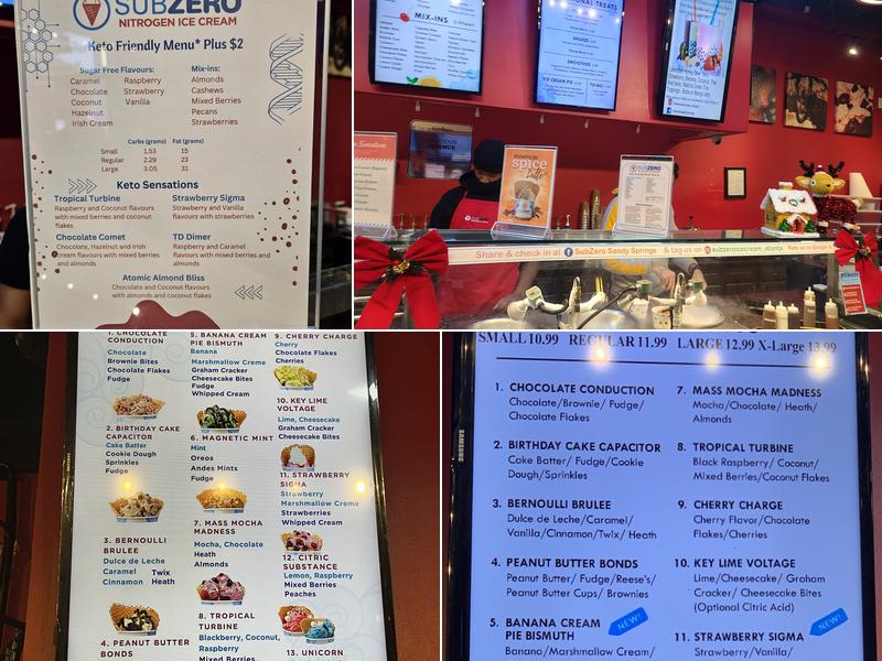 Sub Zero Nitrogen Ice Cream Menu