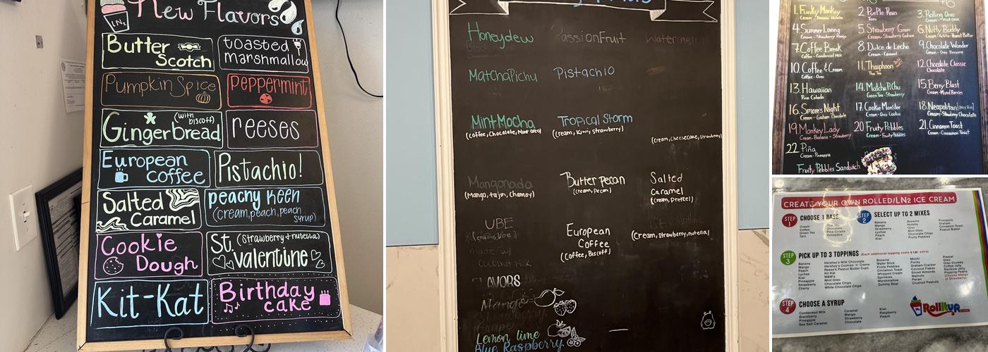 Roll It Up Ice Cream Atlanta Menu