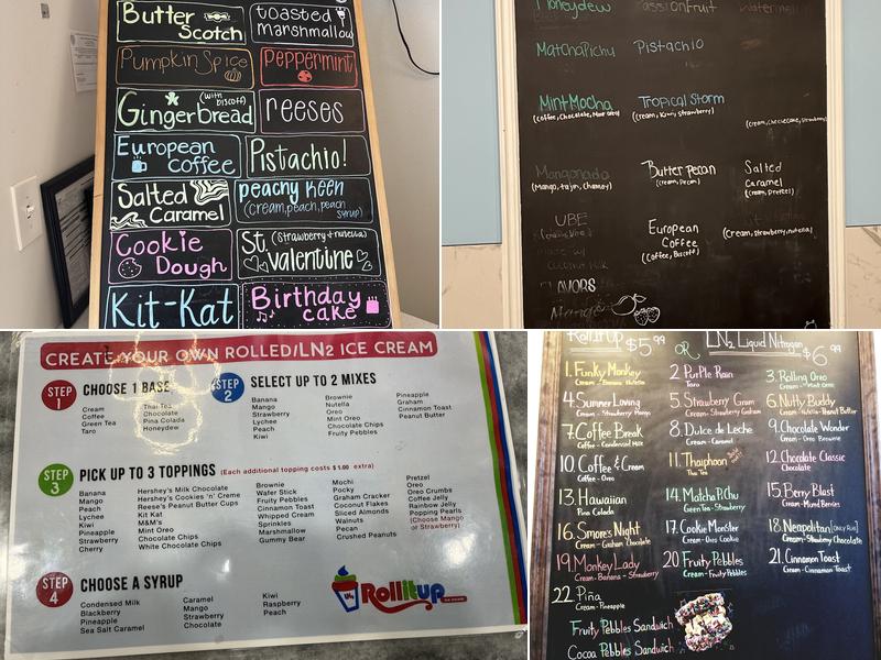 Roll It Up Ice Cream Atlanta Menu