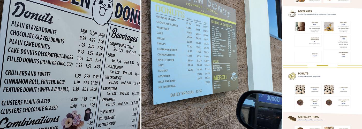 Golden Donut Menu