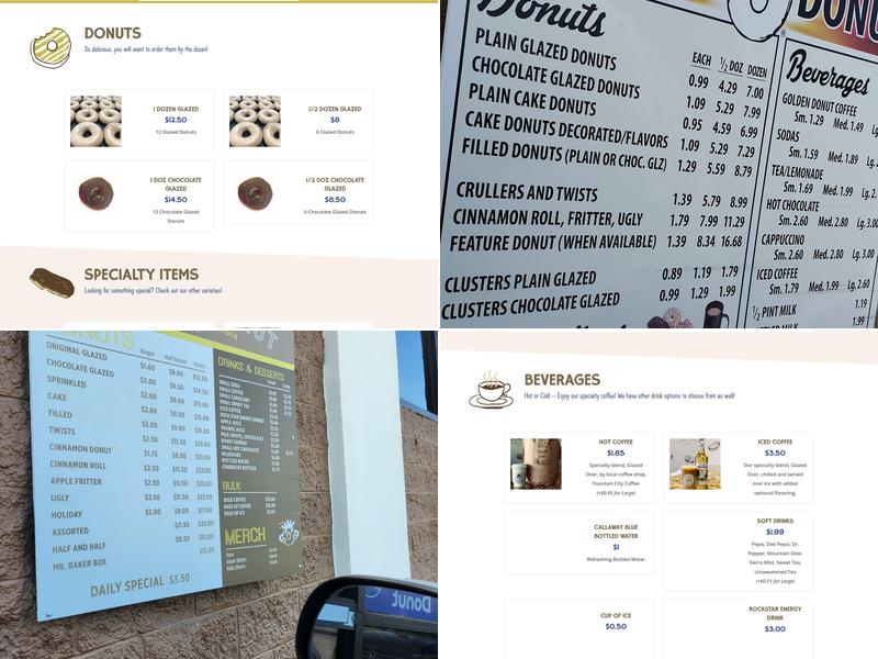 Golden Donuts Menu