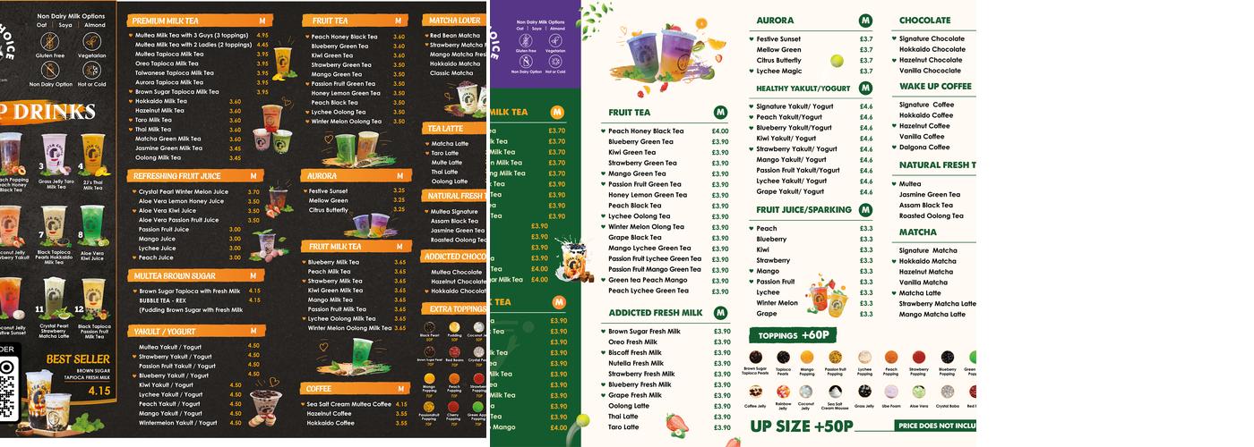 Multea Choice - Authentic Taiwanese Bubble Tea Menu
