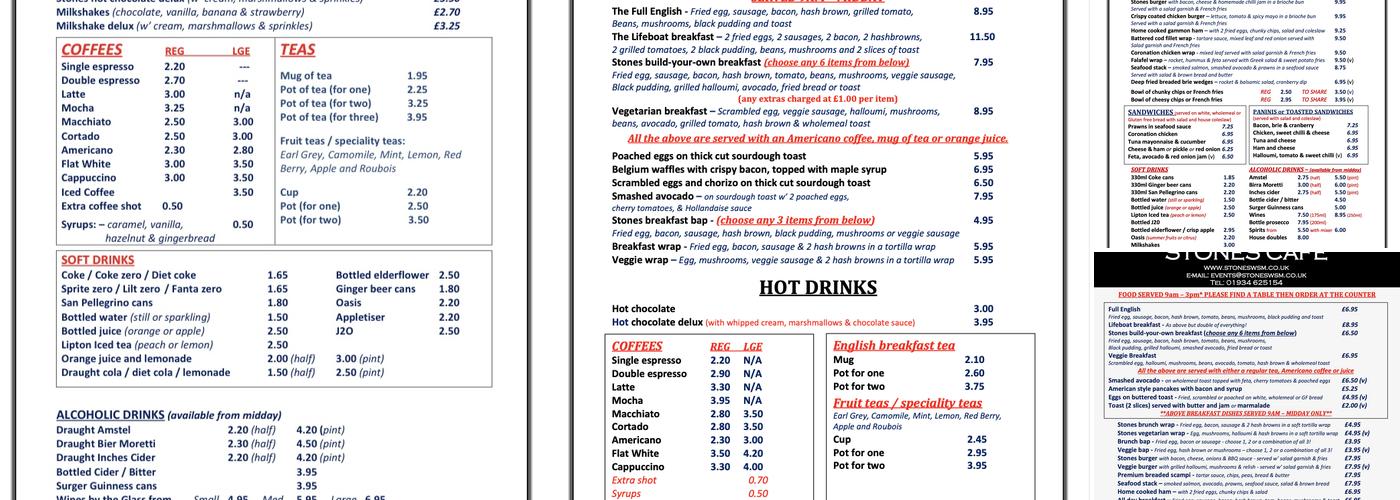 Stones Cafe Menu