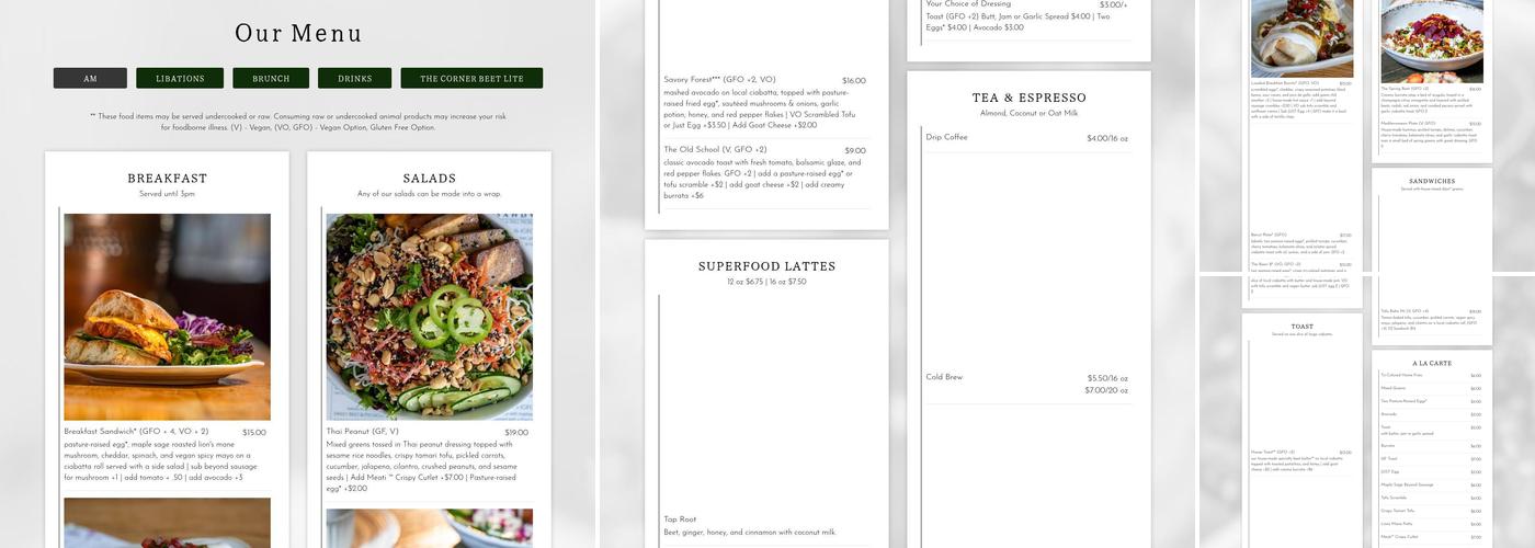 The Corner Beet Menu