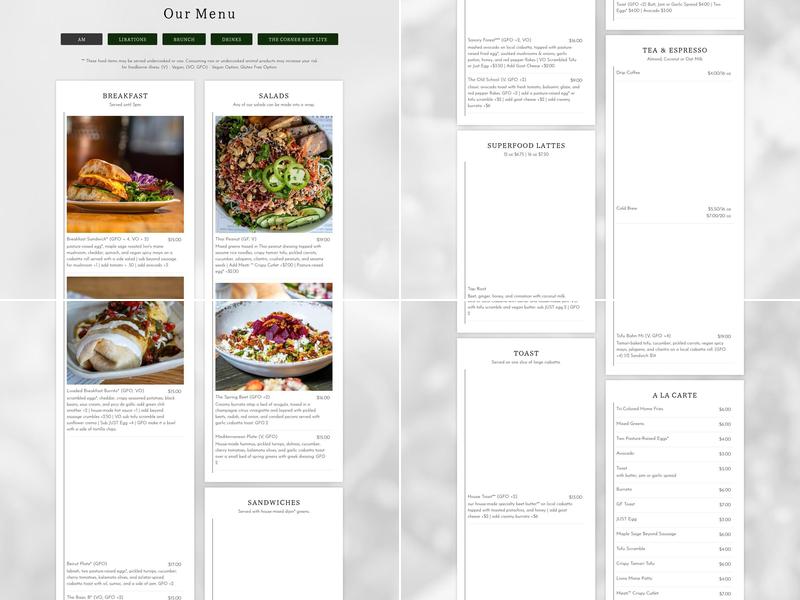 The Corner Beet Menu