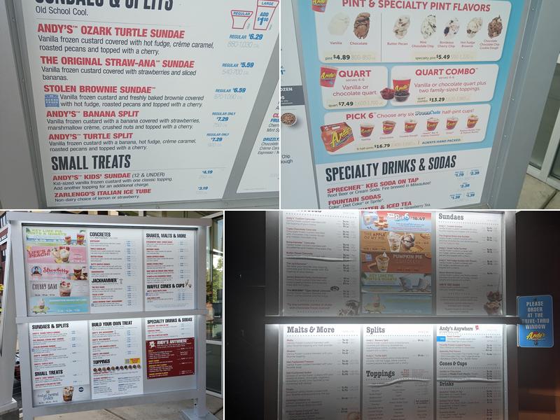 Andy's Frozen Custard Menu
