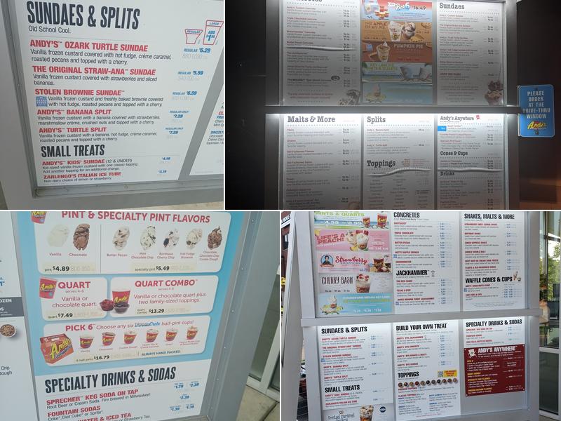 Andy's Frozen Custard Menu