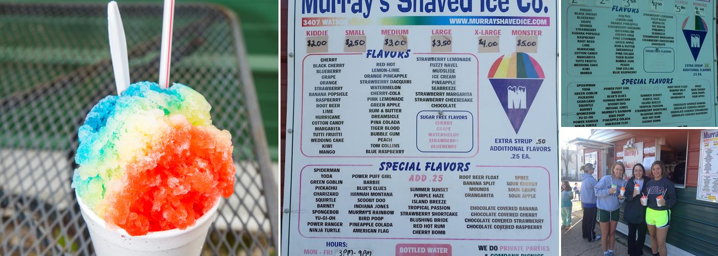 Murray's Shaved Ice Menu