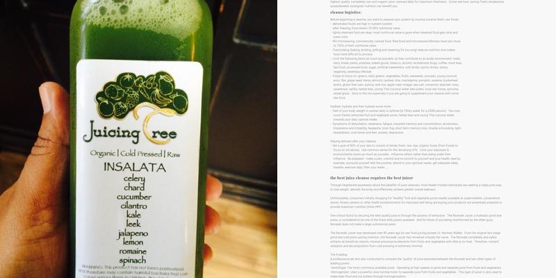 The Juicing Tree Menu
