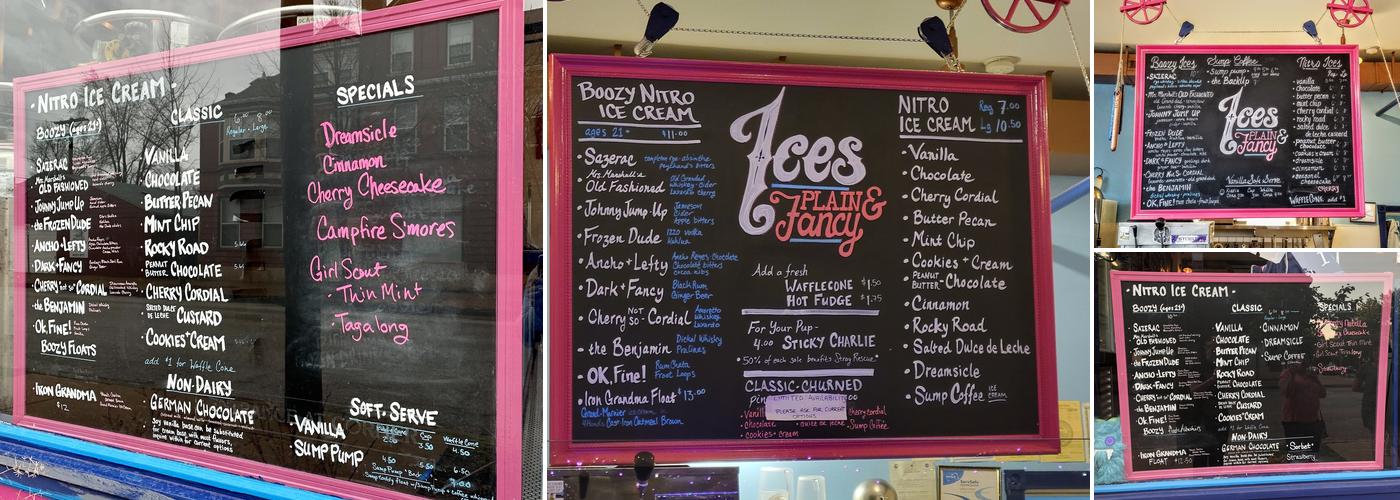 Ices Plain & Fancy Menu