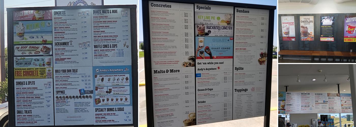 Andy's Frozen Custard Menu