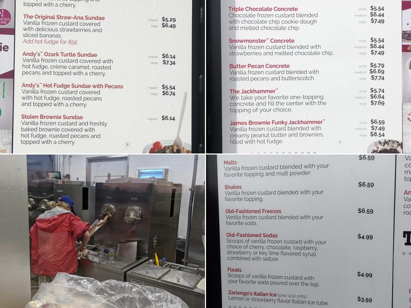 Andy's Frozen Custard Menu