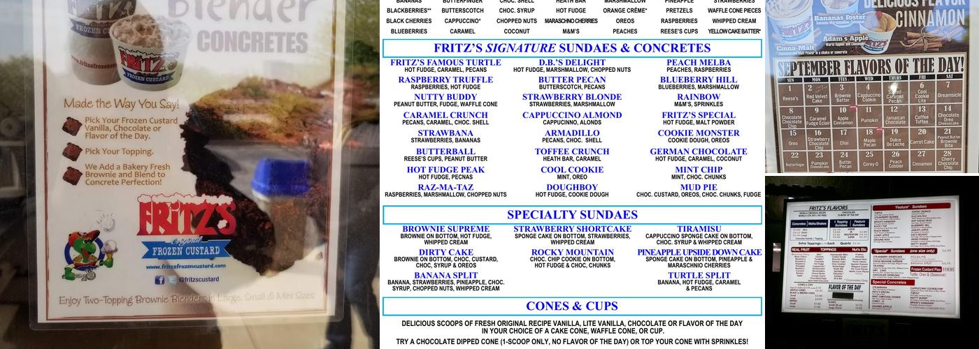 Fritz's Frozen Custard Menu