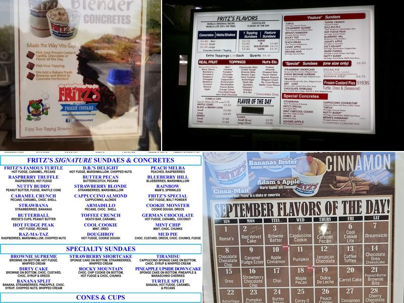 Fritz's Frozen Custard Menu