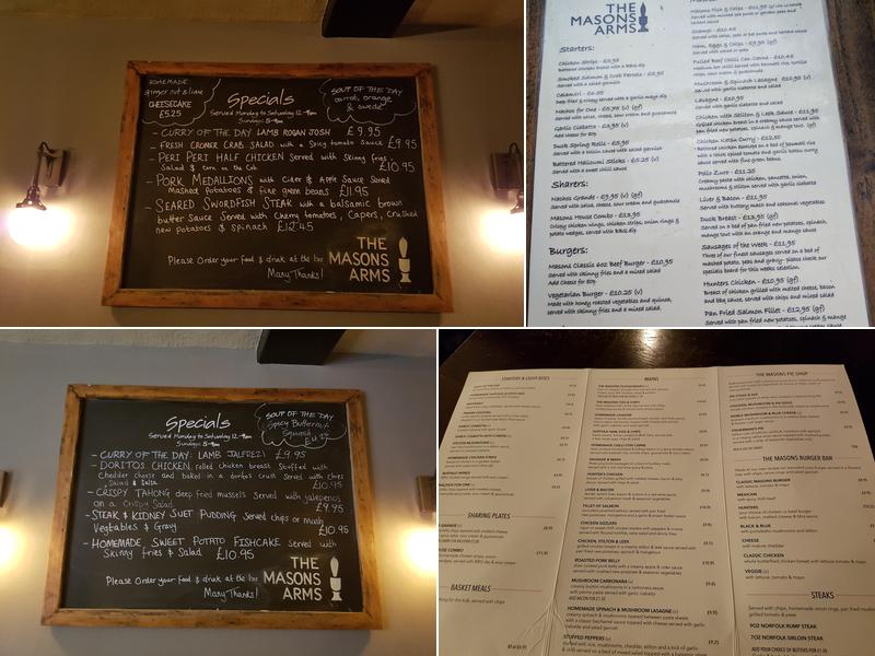 Masons Arms Menu