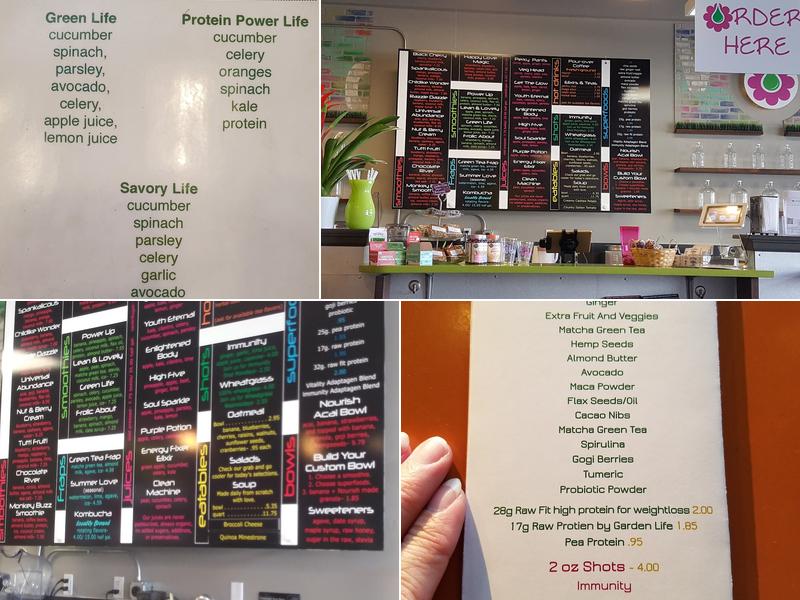 Nourish Organic Juice Menu