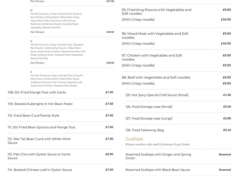 Chopstick & Bowl Menu