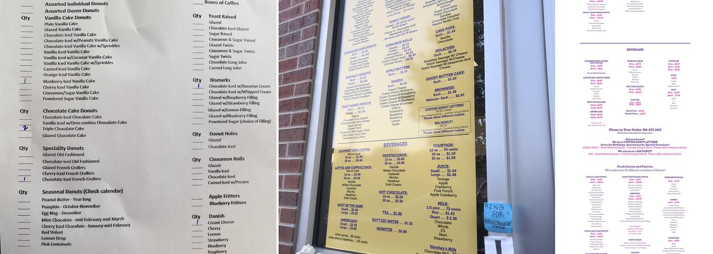 Donut King Menu