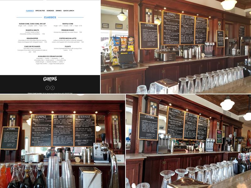 Clinton's Soda Fountain Menu