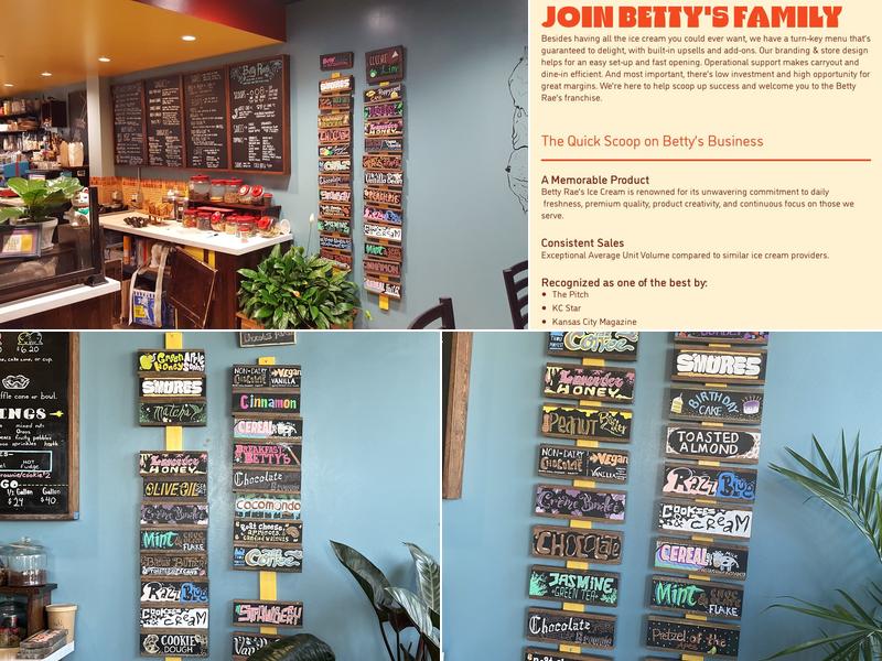 Betty Rae's Ice Cream Menu