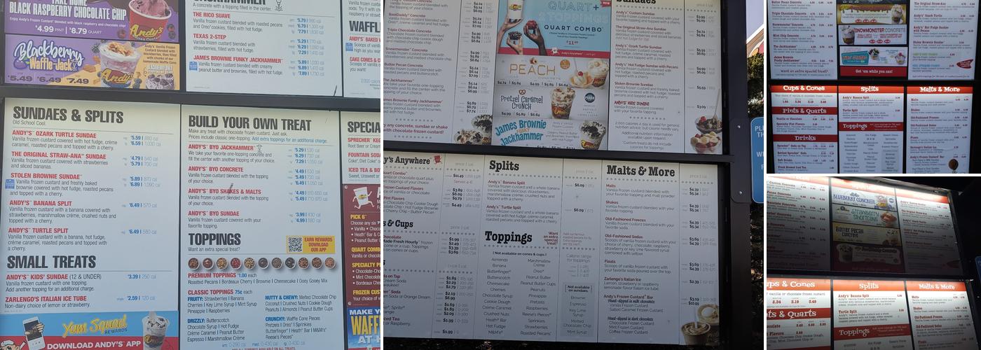 Andy's Frozen Custard Menu