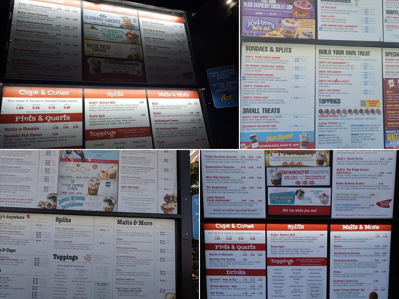 Andy's Frozen Custard Menu