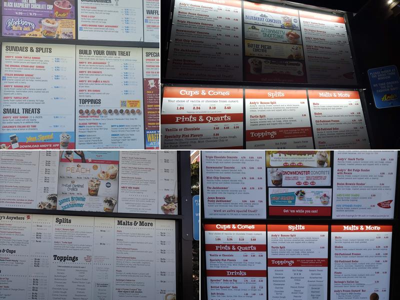 Andy's Frozen Custard Menu