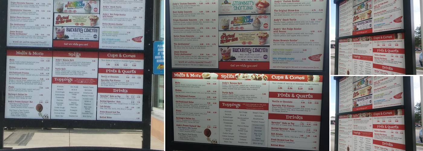 Andy's Frozen Custard Menu