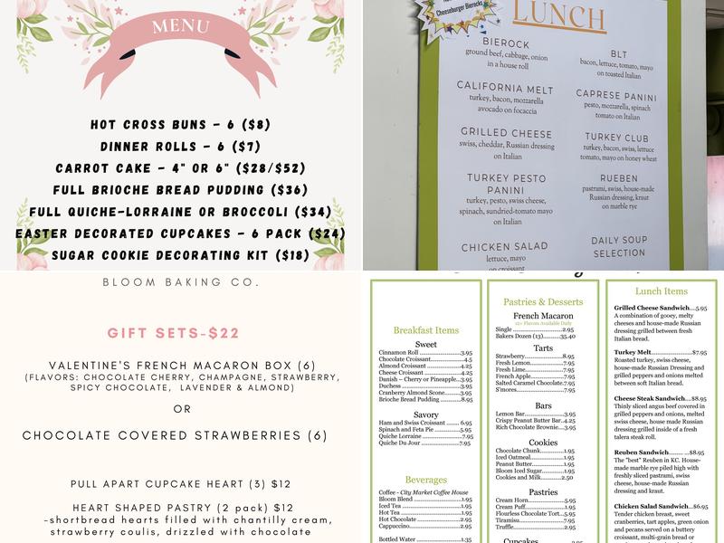 Bloom Baking Company Menu