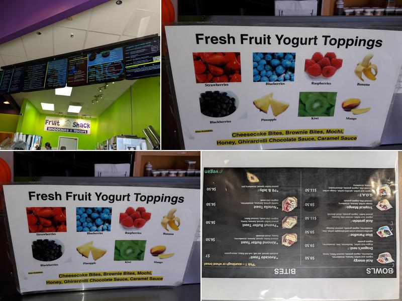 Fruit Shack Smoothies, Bowls and Fresh Juices Menu