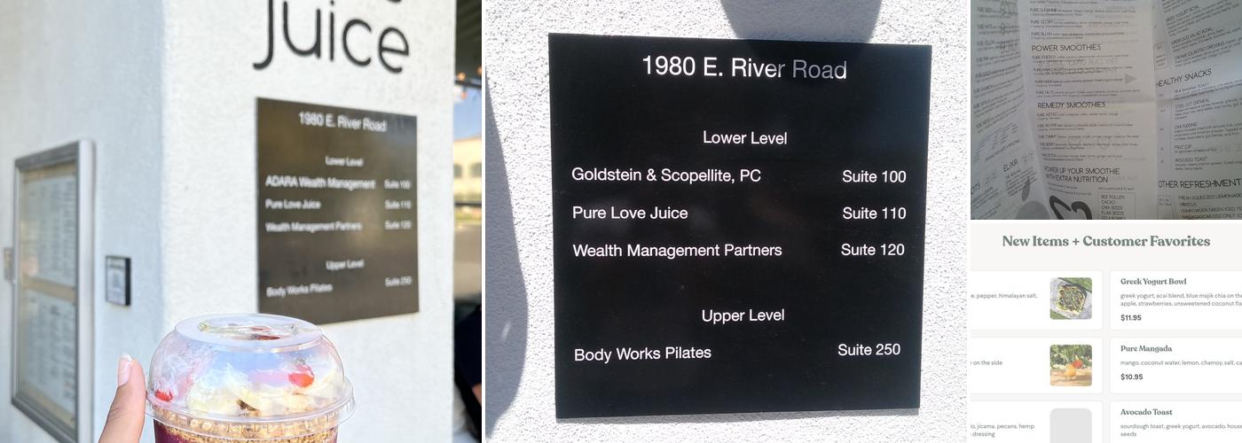 Pure Love Juice Menu