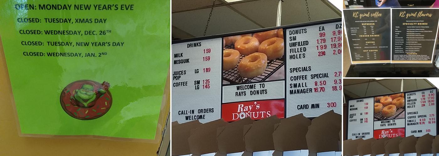 Ray's Donuts Menu