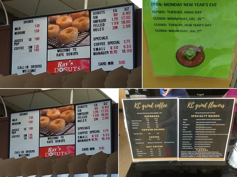Ray's Donuts Menu