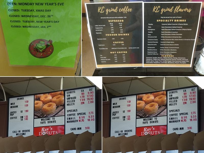 Ray's Donuts Menu