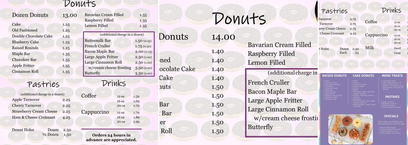 Popular Donuts Menu
