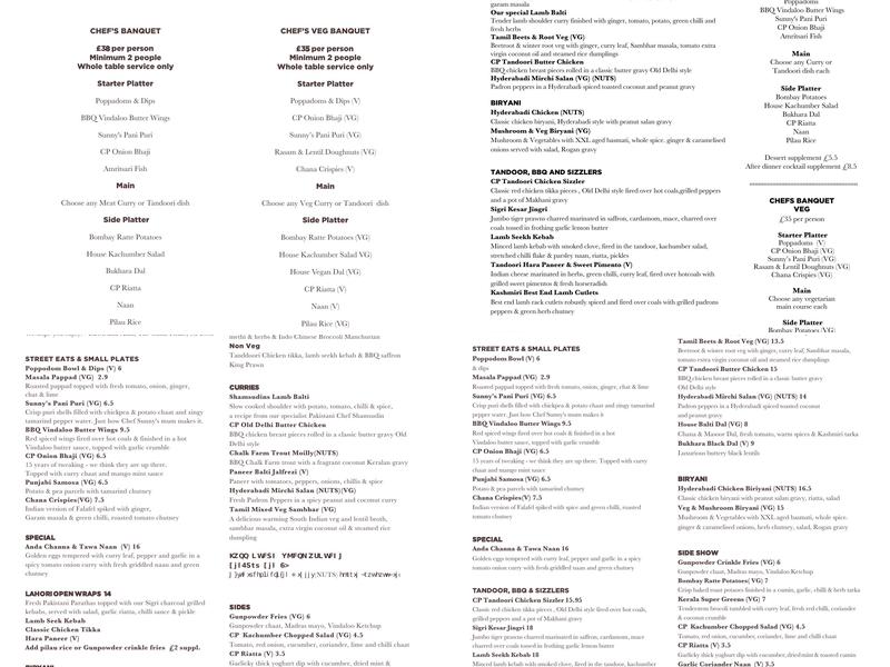 The Chilli Pickle Menu