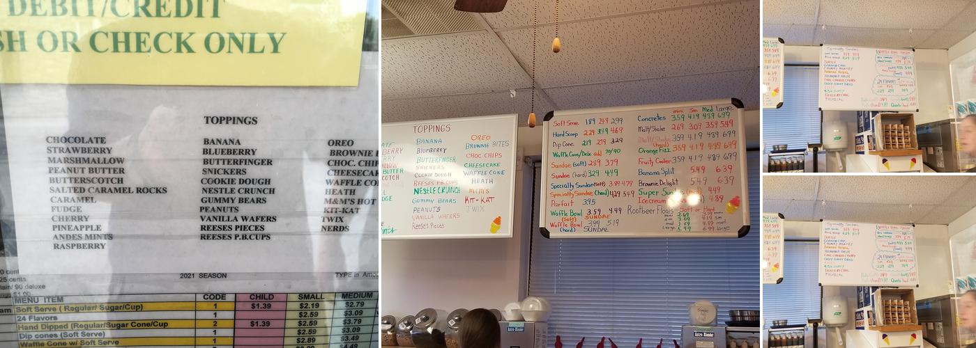 Happy Days Ice Cream Shop Menu