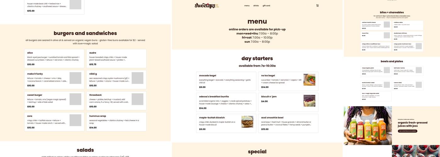 SweetArt Bakeshop + Café Menu