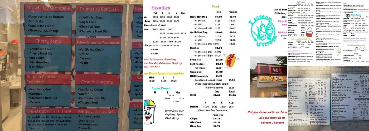 I Scream U Scream Menu