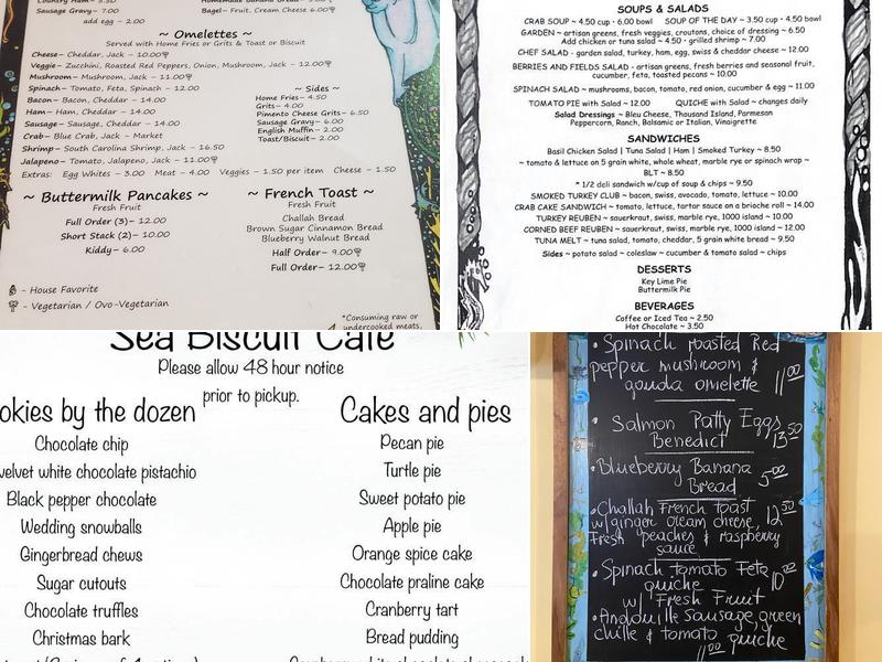 Sea Biscuit Cafe Menu