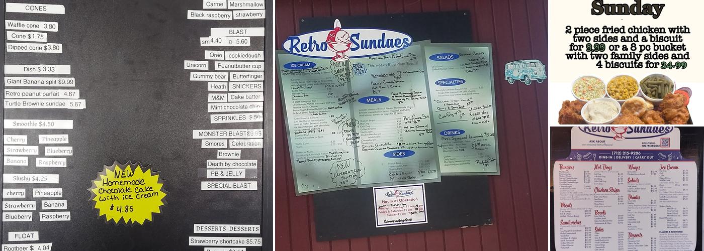 Retro Sundaes Menu