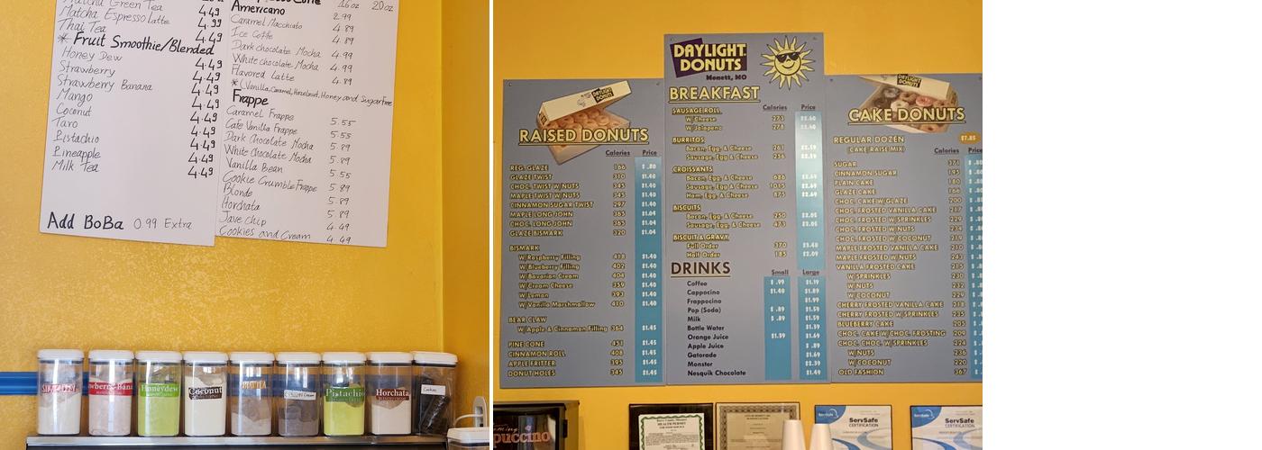 7DAY Donuts Menu