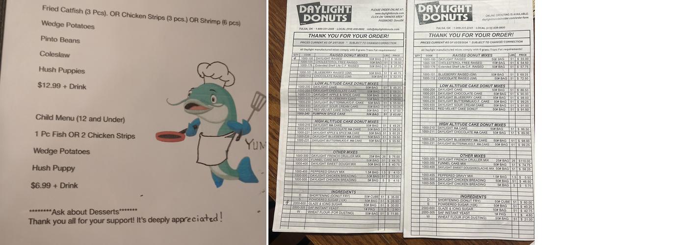Daylight Donuts Menu