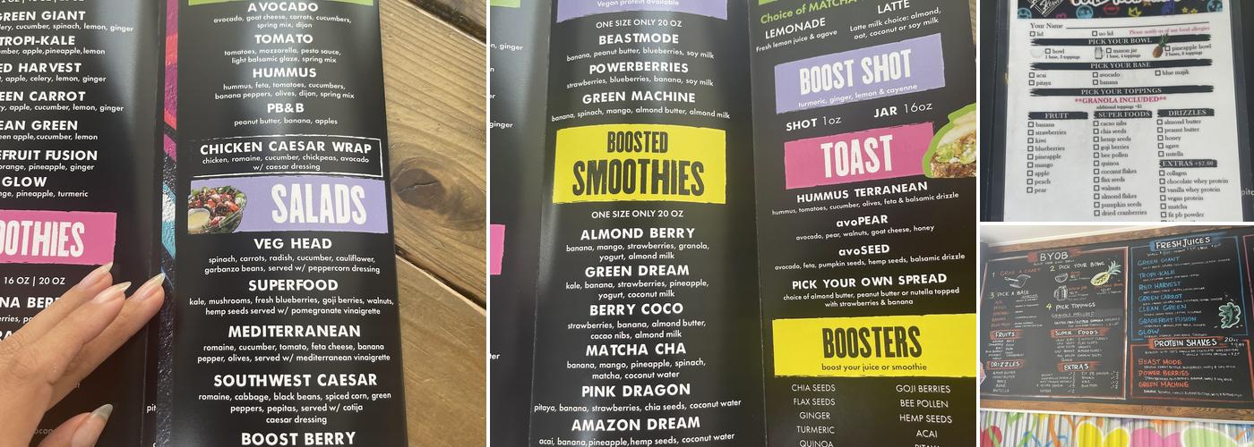 Boost Bowls Menu
