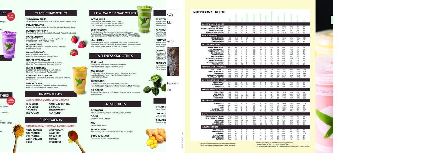Robeks Fresh Juices & Smoothies Menu