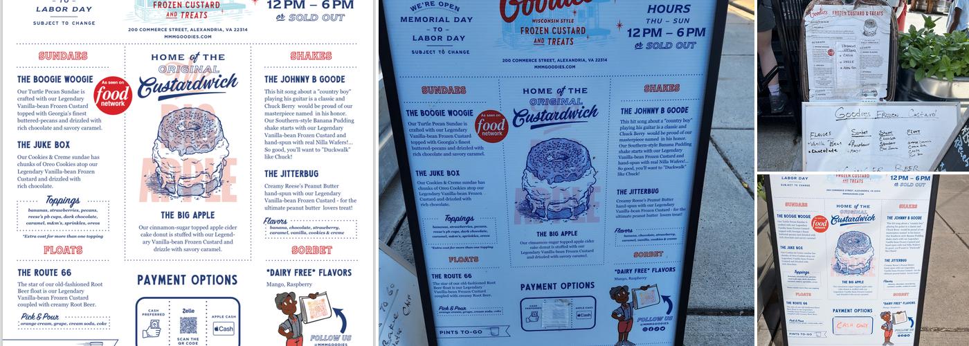 Goodies Frozen Custard & Treats Menu